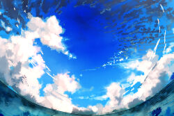 blue_sky cloud commentary day english_commentary no_humans original outdoors partially_underwater_shot sky sky_focus yuumei