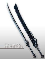 absurdres cyberpunk english_text gradient_background highres katana no_humans original spark621 sword weapon weapon_focus white_background