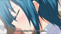 animated blue_hair censored fellatio glasses head kurokawa_sera lovely_x_cation mosaic_censoring oral teasing
