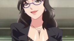 10s 1boy 1girl 2013 animated blush bouncing_breasts breasts censored cheating_(relationship) closed_eyes covered_erect_nipples earrings fellatio fumika_misaki glasses hetero indoors interior jewelry large_breasts mature_female miboujin_nikki mosaic_censoring narazaki_akito nipples office_lady older_female_and_younger_male oral penis semi-rimless_eyewear sound tagme under-rim_eyewear video