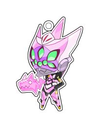 azu_(yu_de_ta_ya_tu) chibi eva_08 evangelion_(mecha) extra_eyes full_body green_eyes highres mecha neon_genesis_evangelion no_humans outline rebuild_of_evangelion robot science_fiction simple_background solo white_background