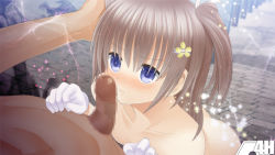 Rule 34 | 1boy, 1girl, blue eyes, blush, censored, cheek poking, facejob, gloves, hetero, hiba airi, hosi-gaki, imminent fellatio, long hair, magical girl, mosaic censoring, nude, original, outdoors, penis, penis on face, pink hair, poking, roshutsu-kei mahou shoujo lovely lily, shitou (4h), solo focus