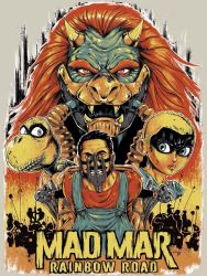 1girl 2boys bald black_hair blonde_hair blue_eyes bowser bowser_(cosplay) cosplay donkey_kong dry_lips facial_hair fangs furiosa furiosa_(cosplay) gradient_background highres horns immortan_joe imperator_furiosa jpzilla koopa_troopa lips looking_at_viewer mad_max mad_max:_fury_road mario mario_(cosplay) mario_(series) mario_kart mask max_rockatansky multiple_boys mustache nintendo nux_(mad_max) nux_(mad_max)_(cosplay) overalls parody princess_peach red_eyes red_hair shaved_head teeth title_parody waluigi wario yoshi