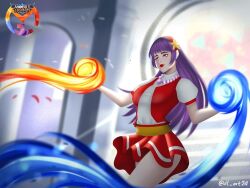 1girl asamiya_athena hair_ornament idol psycho_soldier purple_eyes purple_hair snk star_(symbol) star_hair_ornament the_king_of_fighters the_king_of_fighters_&#039;97