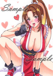 1girl breasts fatal_fury large_breasts long_hair shiranui_mai sweat