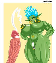 Rule 34 | absurdres, bigdick, breasts, clitoris piercing, clitoris ring, cum, cum on body, cum on breasts, cum on upper body, female orc, highres, huge breasts, huge nipples, huge penis, innsmuth, musclegirl, muscular, muscular arms, muscular female, muscular legs, muscular woman, orc, penis, piercing, pussy, pussy piercing, vaginal piercing