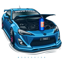 adobe_illustrator_(medium) artist_name blue_car car engine highres license_plate markaryan nitrous_oxide_systems no_humans original radio_antenna shadow spoiler_(automobile) toyota toyota_86 vehicle_focus