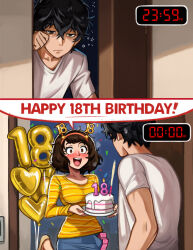 1girl amamiya_ren breasts condom happy_birthday kawakami_sadayo large_breasts neggoartz persona persona_5