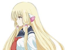00s 1girl bad_id bad_pixiv_id blonde_hair brown_eyes chii chobits expressionless female_focus from_side long_hair mugikouji1995 profile robot_ears school_uniform serafuku solo white_background