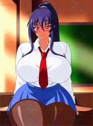 1girl akiyama_rinko breasts huge_breasts long_hair school_uniform taimanin_(series) taimanin_yukikaze yeezusdraw