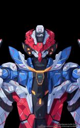 absurdres artist_name azzalea black_background commentary english_commentary english_text facing_viewer gquuuuuux gundam gundam_gquuuuuux highres mecha mecha_focus mobile_suit no_humans robot science_fiction simple_background solo straight-on upper_body v-fin