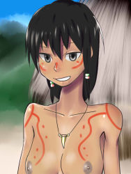 1girl dark_skin keiohsawa nude original smile tagme tribal