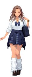brown_hair dark_skin forehead gyaru highres kuro_gal_san loose_socks school_uniform socks