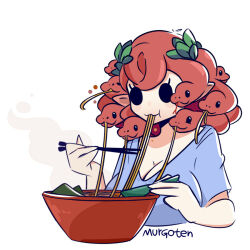 1girl chopsticks eating food medusa murgoten noodles ramen