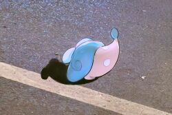 Rule 34 | cat shadow puppet, commentary, from side, full body, gen 8 pokemon, hatenna, majyo (witch poke), meme, nintendo, no humans, outdoors, photo background, pokemon, pokemon (creature), pokemon focus, solo, symbol-only commentary