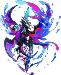 1other blue_eyes dragon dragon_village_(series) dragon_village_collection fins furry game_cg gills hand_on_own_chest helmet holding holding_weapon looking_at_viewer maritus_(abyss)_(dragon_village) multiple_wings no_humans official_art third-party_source transparent_background water weapon wings