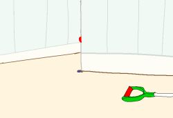 2others :| animated animated_gif brown_hair brown_pants cartoon_logic chasing closed_mouth colored_skin deltarune flattened fleeing gameplay_mechanics green_sweater heart in_the_face indoors kris_(deltarune) medium_hair megalo224 messy_hair multiple_others pants parody shaded_face shovel single_horizontal_stripe spoilers striped_clothes sweater tom_and_jerry yellow_skin