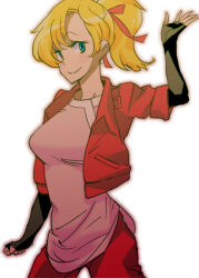 artist_request blonde_hair blue_eyes elle_vianno female_focus fingerless_gloves gloves gundam gundam_zz jacket solo