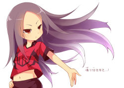 1girl inazuma_eleven inazuma_eleven_(series) long_hair midriff navel purple_eyes purple_hair saru soccer_uniform sportswear touchi_ai