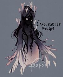 1girl colored_skin feefal fungi gradient_skin highres long_hair monster_girl mushroom_girl original personification signature simple_background solo very_long_hair