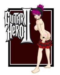 ass blush breasts feet guitar_hero judy_nails lipstick makeup purple_hair skirt surprised