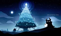 artist_name christmas christmas_tree cloud glowing highres horns hoshikui moon night night_sky no_humans original outdoors pine_tree shoutarou_(shoutarotttt) sky star_(sky) star_(symbol) starry_sky tree
