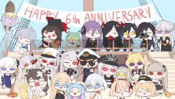 6+girls absurdres aiguillette akashi_(azur_lane) animal_ears antenna_hair ark_royal_(azur_lane) ark_royal_(guardian_of_the_ball)_(azur_lane) azur_lane bandaid bandaid_on_head bare_shoulders belfast_(azur_lane) belfast_(the_noble_attendant)_(azur_lane) bikini bismarck_(azur_lane) bismarck_(beacon_of_the_iron_blood)_(azur_lane) black_dress black_gloves black_hair black_hat black_horns black_pantyhose blonde_hair blue_dress blue_eyes blue_hair blue_sky bound bow bra bra_peek breasts brown_hair cape cat_ears cat_girl center_opening chibi chibi_only cleavage closed_eyes coat coat_dress coat_of_arms cocktail_dress cocktail_glass commander_(azur_lane) commentary cow_ears cow_girl cow_horns crack cracked_floor criss-cross_halter cross crossed_bangs crown crying crying_with_eyes_open cuffs cup curled_horns day dress drinking drinking_glass elbow_gloves english_commentary english_text enterprise_(azur_lane) enterprise_(heroic_finery)_(azur_lane) epaulettes evening_gown feather_hair_ornament feathers flower formidable_(azur_lane) fox_ears friedrich_carl_(azur_lane) friedrich_der_grosse_(azur_lane) frilled_dress frills fur_trim gangut_(azur_lane) gloves gold_trim graf_zeppelin_(azur_lane) green_hair grey_hair hair_between_eyes hair_bow hair_bun hair_ears hair_flower hair_ornament hair_over_one_eye halter_dress halterneck handcuffs hat headpiece highres holding holding_crown holding_cup holding_handcuffs horns iron_cross jacket jacket_on_shoulders kashino_(azur_lane) kashino_(hot_springs_relaxation)_(azur_lane) kitsune kyuubi large_breasts large_tail leipzig_(azur_lane) leipzig_(retrofit)_(azur_lane) long_hair long_hair_between_eyes manjuu_(azur_lane) mechanical_horns medium_breasts military military_hat military_uniform mini_crown miniskirt multicolored_hair multiple_girls multiple_tails naval_uniform no_eyewear official_alternate_costume one_eye_closed open_mouth orange_eyes outdoors oxy-cola_(azur_lane) pantyhose peaked_cap pirate_hat pleated_skirt prinz_eugen_(azur_lane) prinz_eugen_(cordial_cornflower)_(azur_lane) purifier_(azur_lane) purple_dress purple_eyes purple_gloves purple_hair queen_elizabeth_(azur_lane) queen_elizabeth_(the_queen&#039;s_ball)_(azur_lane) red_eyes red_gloves red_hair red_horns roon_(azur_lane) roon_(dark_red_grin)_(azur_lane) royal_fortune_(azur_lane) see-through_clothes see-through_dress shinano_(azur_lane) shinano_(dreams_of_the_hazy_moon)_(azur_lane) short_hair siblings side_cape single_epaulette single_hair_bun single_side_bun sisters sitting skirt sky sleeping sleeveless sleeveless_dress smile streaked_hair streaming_tears sunglasses surprised swimsuit tail taking_picture talking talking_on_phone tears tentacle_hair tied_up_(nonsexual) tirpitz_(azur_lane) tirpitz_(iron_blood_snowstorm)_(azur_lane) twintails two-tone_dress two-tone_hair u-556_(azur_lane) u-556_(party_knight!)_(azur_lane) ulrich_von_hutten_(azur_lane) underwear upside-down very_long_hair warspite_(azur_lane) white_bikini white_cape white_coat white_dress white_flower white_gloves white_hair white_skirt white_tail whitter wide-eyed yellow_eyes z46_(azur_lane)