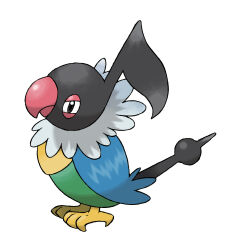 animal_focus bird black_eyes chatot closed_mouth full_body gen_4_pokemon highres nintendo no_humans official_art pokemon pokemon_(creature) pokemon_dppt pokemon_focus simple_background solo sugimori_ken third-party_source white_background