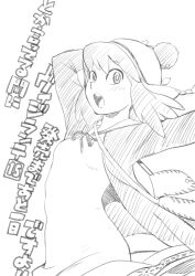 1girl bag boku_no_hero_academia dress greyscale haneyama_kazuho hat long_hair looking_at_viewer mana30row monochrome official_art open_mouth ribbon shoulder_bag simple_background solo vigilante_-boku_no_hero_academia:_illegals- white_background
