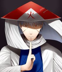 Rule 34 | 1boy, black background, closed mouth, commentary request, facial mark, grey hair, hat, highres, izunekotarou, japanese clothes, kimono, looking at viewer, male focus, naruto (classic), naruto (series), official alternate costume, red eyes, red hat, salute, sandogasa, senju tobirama, short hair, simple background, solo, spiked hair, translation request, two-finger salute, two-tone hat, white hat