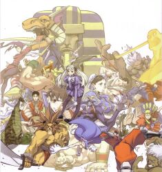 akuma_(street_fighter) alex_(street_fighter) anakaris arnold_tsang capcom capcom_fighting_jam chun-li felicia_(darkstalkers) guy_(final_fight) highres ingrid_(capcom) kanzuki_karin m._bison pyron rose_(street_fighter) scar scar_on_shoulder simple_background street_fighter topless_male urien zangief
