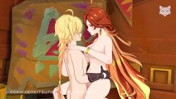 1boy 1girl 3d aether_(genshin_impact) ahoge animated artist_logo blonde_hair bouncing_breasts braid braided_ponytail breasts chloeangelva completely_nude face-to-face genshin_impact gloves grabbing_another&#039;s_breast groping hetero highres kitsunevixen logo long_hair mavuika_(genshin_impact) medium_breasts moaning nipples nude orange_eyes orange_hair patreon_username pussy reiishorny sex sound straddling tagme twitter_username upright_straddle vaginal video