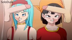 2girls :&gt;= after_anal aftersex all_fours anal animated ass ass_focus ass_shake bandana black_eyes black_hair blue_eyes blue_hair bottomless bra_(dragon_ball) crop_top cum cum_in_ass cum_on_ass cum_on_body cum_on_lower_body dragon_ball dragon_ball_gt drooling earrings fellatio grey_shoes headband huge_ass jewelry kyojiri_loli loli long_hair mesugaki multiple_girls naughty_face necklace oral pan_(dragon_ball) red_headband red_shirt red_shoes shirt shoes short_hair solodusk57 sound staring t-shirt tagme thick_thighs thighs twerking video