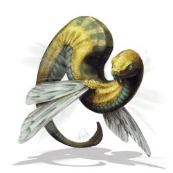 afterimage animal_focus arched_back artist_name closed_mouth commentary commentary_request creatures_(company) deviantart_username drop_shadow dunsparce english_commentary flapping flying full_body game_freak gen_2_pokemon horizontal_pupils looking_at_viewer nintendo no_humans photoshop_(medium) pokemon pokemon_(creature) realified realistic shadeofshinon signature simple_background snake solo transparent_background turning_head