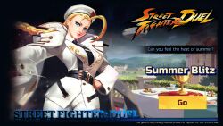 ahoge banquet belt braid cake cammy_white coat cuffs cup english_text food garden highres hill mansion necktie official_alternate_costume official_art street_fighter street_fighter:_duel table tablecloth tea trophy white_coat