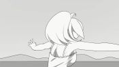 1girl @_@ animated audible_music audible_speech breasts closed_eyes closed_mouth dizzy english_text greyscale idolmaster idolmaster_cinderella_girls kay_yu large_breasts looking_at_viewer medium_hair monochrome open_mouth original outdoors pink-haired_girl_(kay_yu) ponytail smile solo sound spinning step!_(idolmaster) upper_body video