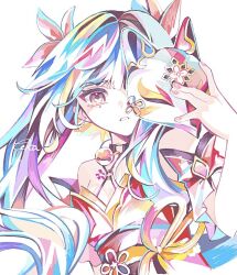 1girl bell choker flower-shaped_pupils honkai:_star_rail honkai_(series) mask one_eye_covered solo sparkle_(honkai:_star_rail) symbol-shaped_pupils tattoo touka_(pixiv71609120)