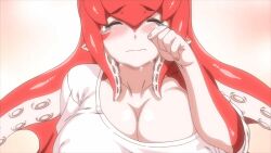 1girl 2025 20s ajin_ga_osuki_nan_desu_ne animated animated_gif bare_shoulders bestiality blush breasts closed_eyes collarbone furry furry_with_non-furry hetero interspecies large_breasts monster monster_girl octopus octopus_girl puru_(ajin_ga_osuki_nan_desu_ne) queen_bee small_breasts squid_girl tagme tears tentacle_hair tentacles