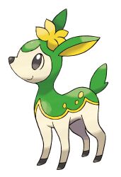 animal_focus artist_request black_eyes closed_mouth deer deerling deerling_(summer) flower full_body gen_5_pokemon highres nintendo no_humans official_art pokemon pokemon_(creature) pokemon_bw pokemon_focus simple_background smile solo third-party_source white_background yellow_flower