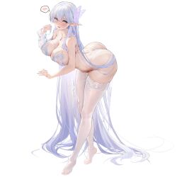 1girl albion_(a_fairy-tale_breakfast)_(azur_lane) albion_(azur_lane) ass azur_lane bouncing_ass bra bug butt_crack butterfly ear_wiggle highres insect non-web_source see-through_bra see-through_clothes solo underwear white_bra