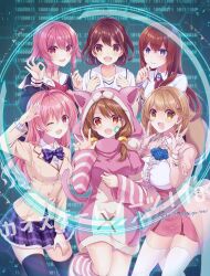 6+girls absurdres aizaki_momo animal_ears animal_hood anonymous;code antenna_hair arm_belt belt belt_buckle black_pantyhose black_thighhighs blazer blue_bow blue_flower blue_skirt blunt_bangs blush bow bowtie braid breasts brown_eyes brown_hair brown_jacket brown_shorts buckle buttons cat_ears cat_hood cat_tail chaos;child chaos;head chest_bow chuo_tanegashima_high_school_uniform closed_mouth clothing_request coat collarbone collared_shirt covering_own_mouth cropped_jacket cropped_shirt detached_sleeves double-breasted dress dress_shirt dress_vest flower frilled_shirt frills gloves hair_between_eyes hair_ornament hair_over_shoulder hairpin half_up_braid hand_on_own_chin heart heart_hair_ornament hekiho_academy_school_uniform high-waist_skirt highres hood in-franchise_crossover jacket jacket_partially_removed lapels large_breasts leather_belt long_hair long_sleeves looking_at_viewer low_twintails makise_kurisu medium_breasts miniskirt multiple_girls narusawa_ryouka necktie nishijou_myu notched_lapels occultic;nine one_side_up onesie onoe_serika open_mouth pantyhose paw_shoes pink_coat pink_dress pink_eyes pink_gloves pink_hair pink_skirt plaid_bow plaid_bowtie plaid_clothes plaid_skirt pleated_skirt puffy_short_sleeves puffy_sleeves purple_bow purple_bowtie purple_eyes purple_skirt purple_trim red_bow red_necktie red_trim robotics;notes sailor_collar sakihata_rimi salute school_uniform science_adventure senomiya_akiho shirt short_hair_with_long_locks short_sleeves shorts skirt sleeves_past_wrists small_breasts smile steins;gate striped_sleeves suimei_academy_school_uniform sweater sweater_dress tail thighhighs tongue twintails watermark white_belt white_petticoat white_sailor_collar white_shirt white_thighhighs wide_sleeves zettai_ryouiki