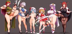 1girl 5futa :o absurdres ahegao apron ascot bat_wings beret bikini black_shoes black_skirt black_vest blonde_hair blue_eyes blue_hair blush book boots bow bowtie braid breasts bright_pupils cameltoe cape capelet censored cleavage clothes_lift collarbone covered_erect_nipples covered_navel crescent crescent_hat_ornament crossed_arms crystal crystal_wings cum cum_overflow demon_wings erection female_orgasm fighting_stance flandre_scarlet footwear_ribbon frilled_skirt frilled_socks frills futanari gluteal_fold green_bow green_bowtie green_vest grey_hair hands_on_own_chest hat hat_ornament hat_ribbon head_wings high_heel_boots high_heels highres hong_meiling huge_breasts huge_penis huge_testicles izayoi_sakuya koakuma large_breasts large_penis large_testicles leotard long_hair long_sleeves looking_at_viewer looking_down looking_to_the_side looking_up maid maid_apron maid_headdress mary_janes midriff miniskirt mob_cap multicolored_wings multiple_futa navel necktie nipples nude one_side_up open_mouth orgasm pantyhose parted_bangs patchouli_knowledge pelvic_curtain penis penis_in_pantyhose peso_(cheese_company) pink_hat pink_shoes pointing pointing_at_self pointy_ears puffy_short_sleeves puffy_sleeves purple_eyes purple_hair pussy red_bikini red_bow red_bowtie red_eyes red_hair red_nails red_ribbon red_skirt red_vest remilia_scarlet ribbon shirt shoes short_hair short_sleeves side_ponytail sidelocks skirt skirt_lift skirt_set small_breasts smile socks star_(symbol) striped_clothes striped_leotard swimsuit testicles thick_thighs thighs tongue tongue_out touhou twin_braids v-shaped_eyebrows vertical-striped_clothes vertical-striped_leotard vest waist_apron white_boots white_hat white_pupils white_socks wings yellow_ascot