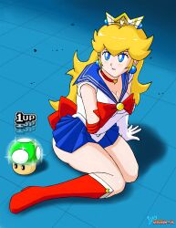 1-up_mushroom 1up absurdres ass bishoujo_senshi_sailor_moon cosplay highres idendrawx mario_(series) meme mushroom nintendo princess_peach sailor_moon sailor_moon_(cosplay) sailor_moon_redraw_challenge_(meme) self-upload super_mario_bros._1