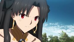 4girls animated battle black_hair blonde_hair bracelet fate/grand_order fate_(series) floating_hair ishtar_(fate) jewelry jumping long_hair mash_kyrielight multiple_girls pink_eyes pointing punching quetzalcoatl_(fate) running short_hair shouting sky sound tagme thong twintails two_side_up video violence wide_hips
