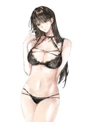 Rule 34 | 1girl, bang dream!, bang dream! it&#039;s mygo!!!!!, black bra, black hair, black panties, bra, breasts, chinese commentary, choker, cleavage, closed mouth, commentary request, feiyu30903448, hair between eyes, heart, heart choker, highres, large breasts, long hair, mole, mole under eye, navel, panties, purple eyes, shiina taki, simple background, solo, stomach, twirling hair, underwear, underwear only, white background