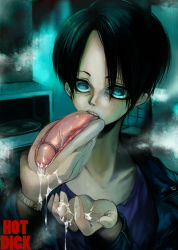 Rule 34 | black hair, blue eyes, crazy eyes, cum, forehead, hot dog, penis, penis hot dog, pussy, tagme, teeth, what, yousuke (minamimor)