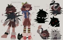 bow bug cat claire_(fundamental_paper_education) couple demon edward_(fundamental_paper_education) fall_in_love fundamental_paper_education heart heart_eyes tongue tongue_out