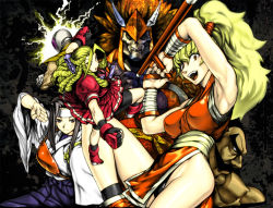 Rule 34 | 1990s (style), 2boys, 3girls, alexander (artist), arika, armor, bad id, bad pixiv id, bike shorts, black eyes, black hair, blonde hair, brown eyes, capcom, character request, darun mister, drill hair, final fight, fingerless gloves, garuda (arika), genryuusai maki, gloves, headband, hokuto (arika), japanese clothes, kanzuki karin, mask, multiple boys, multiple girls, pelvic curtain, retro artstyle, street fighter, street fighter ex (series), street fighter zero (series)