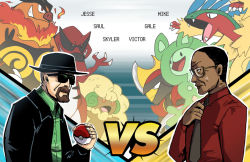 2boys archeops bisharp breaking_bad character_name character_request creatures_(company) crossover dark_skin emboar game_freak gen_5_pokemon glasses gustavo_fring hat krookodile multiple_boys nintendo poke_ball pokemon pokemon_(creature) reuniclus sunglasses text_focus walter_white whimsicott
