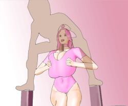 animated animated_gif breasts censored hat huge_breasts leotard mosaic_censoring nurse_cap paizuri pink_hair reverse_paizuri tagme underwear